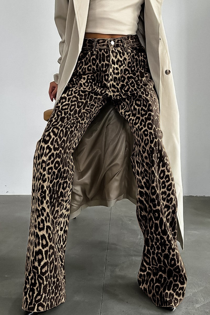 Bold Leopard Print Cotton Pants Outfit Idea - Sophia