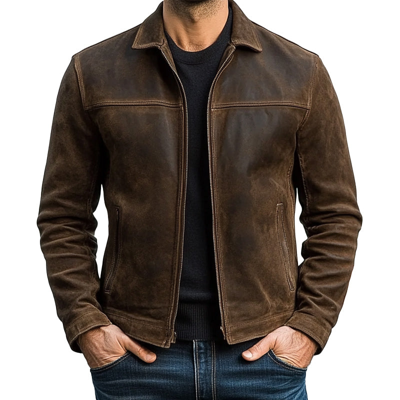 Men's Sleek Zipper Leather Jacket for Casual Wear – Christian