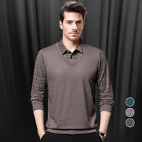 Men's Plaid Long-Sleeve V-Neck Sweater Shirt – Ethan