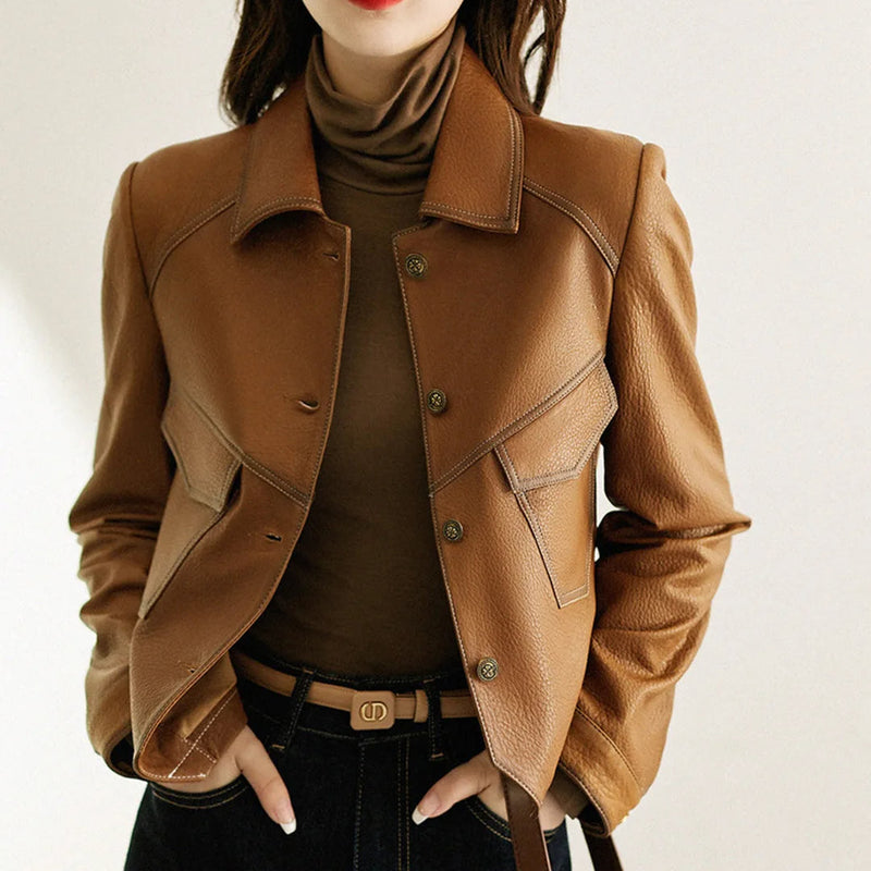 Cropped Vegan Leather Jacket for Women – Olivia