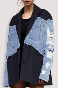 Denim Patchwork Coat for Women - Olivia