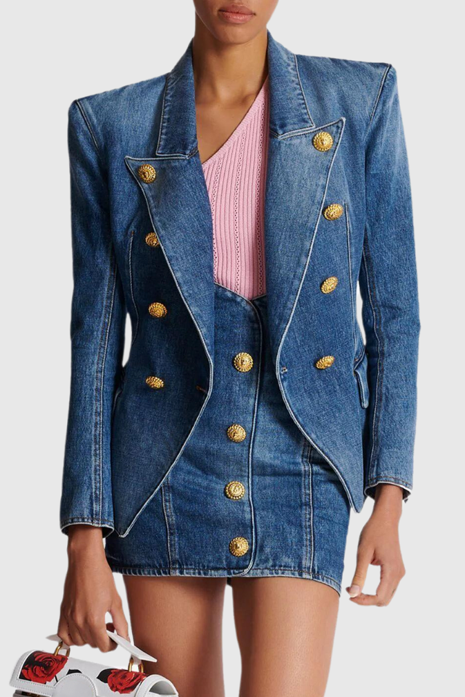 Denim Jacket with Stylish Buttons for Women – Emily