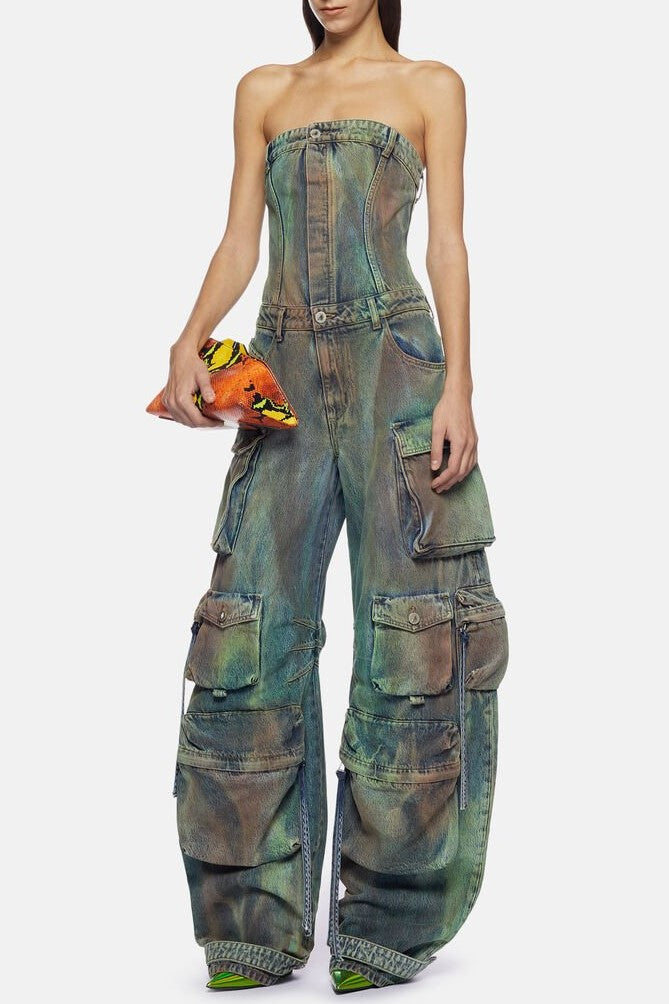 Trendy Camo Print Denim Jumpsuit for Women – Zoey