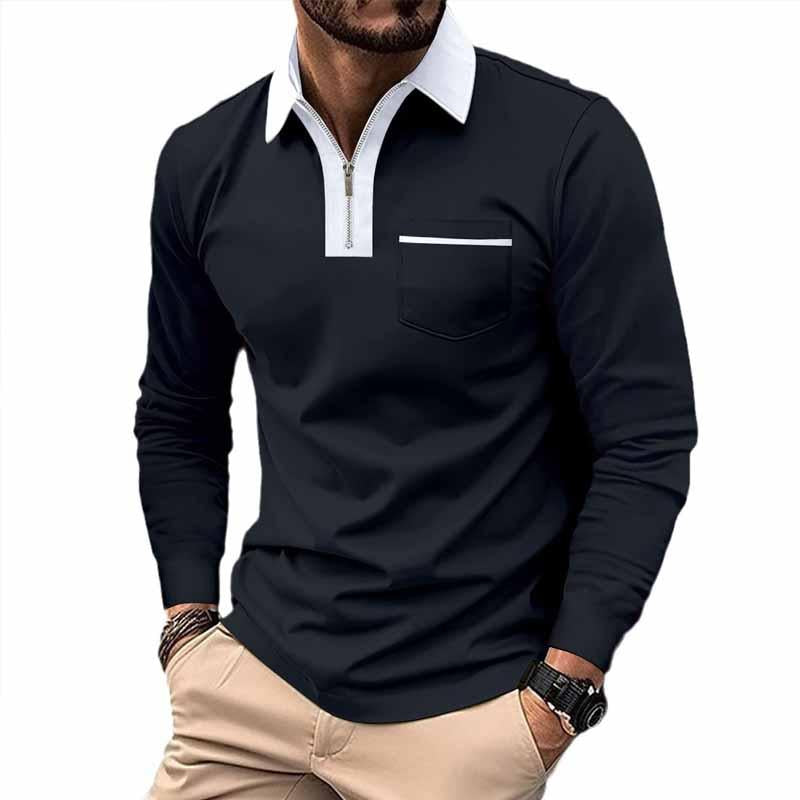 Color Block Polo Shirt with Zipper Placket – Ethan