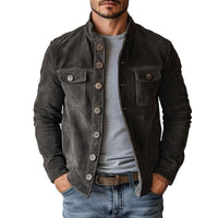 Men's Suede Stand Collar Jacket for Spring and Fall – Ethan