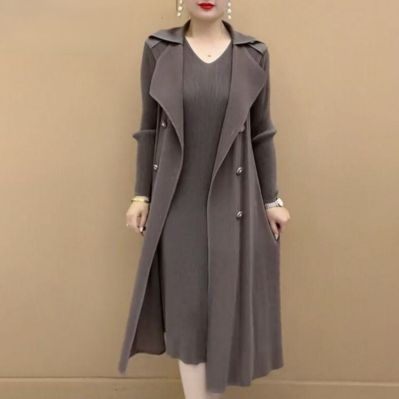 Elegant Pleated Two-Piece Trench Coat for Women - Clara