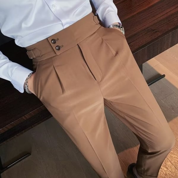 High-Rise Slim Fit Linen Trousers for Men – Daniel